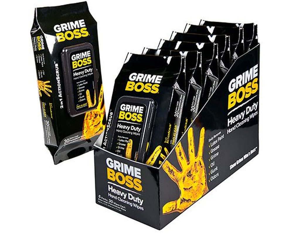 Grime Boss Hand Wipes by Good Day Fishing, 30 Count