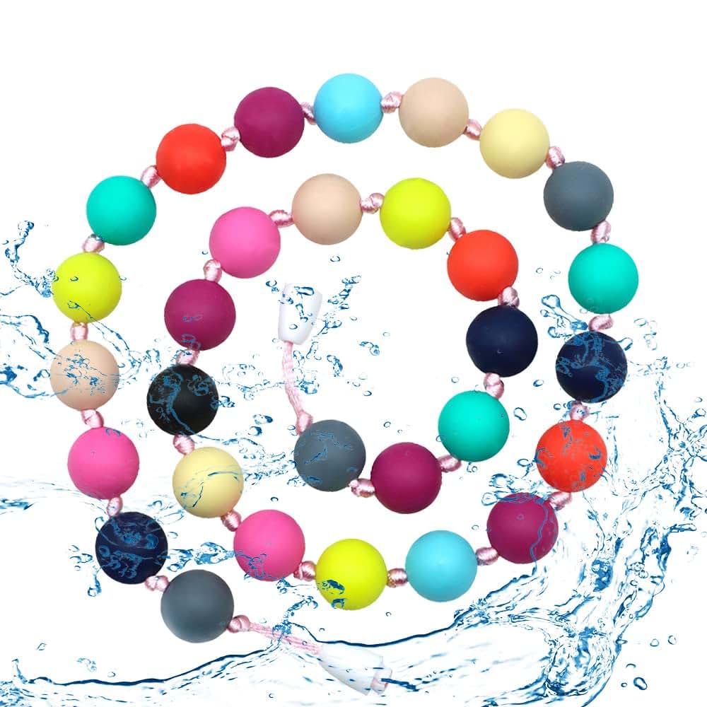 Choneer Silicone Chew Necklaces for Autistic Children, 2PCS Sensory Chew Aid, Multicolor (photo 4)