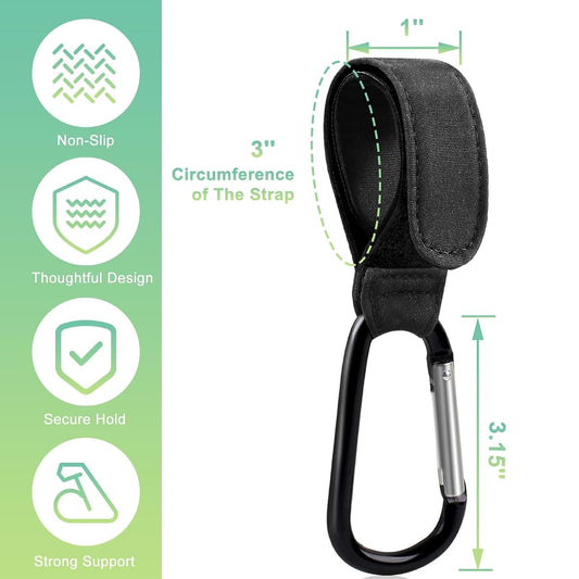 Aguwontior Stroller Hooks For Bags, 2 Pack Adjustable Carabiner Clips