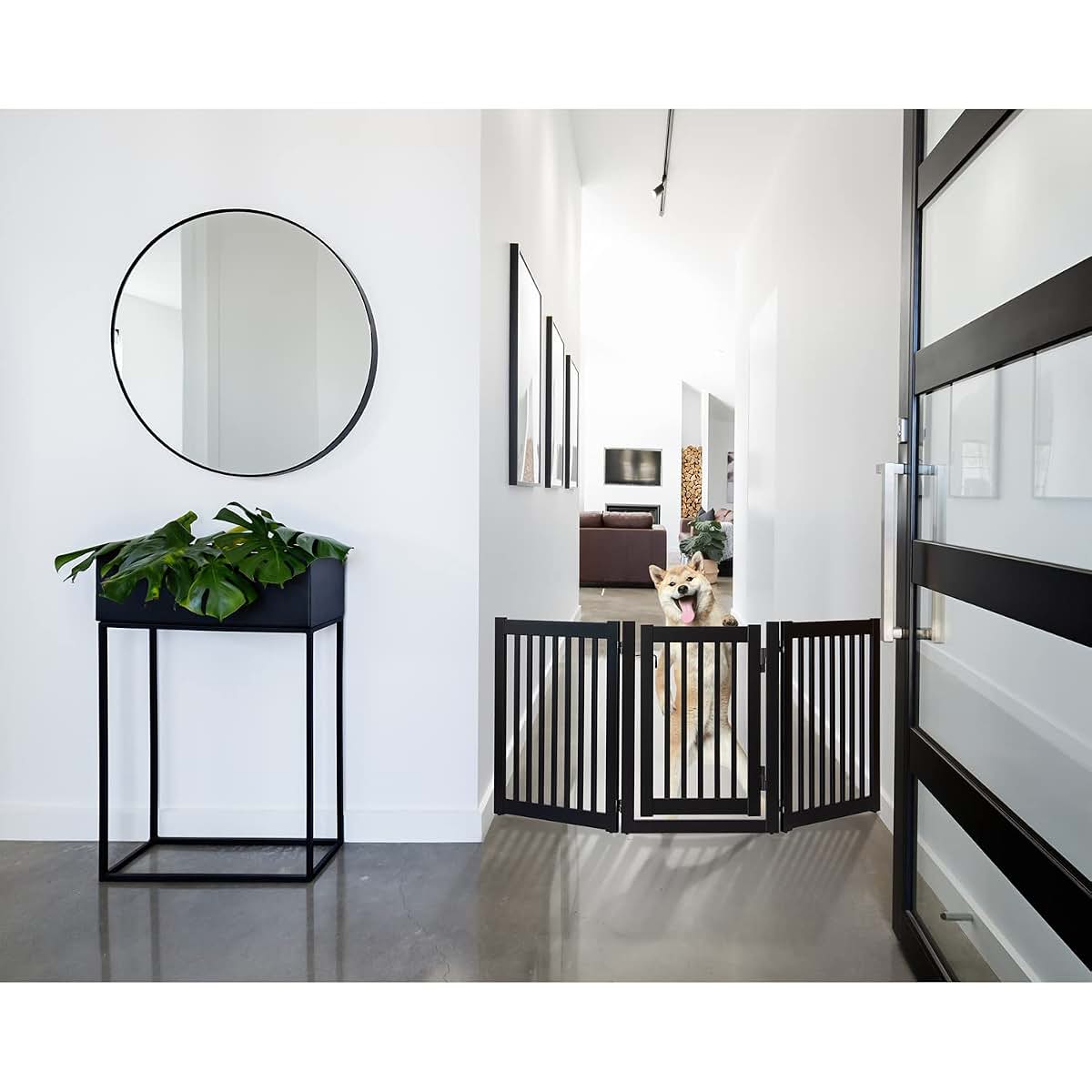 Dynamic Accents Highlander Series Solid Wood Pet Gate - 3 Panel Walk Through - Black Black/32 High - 3 Panel Walk