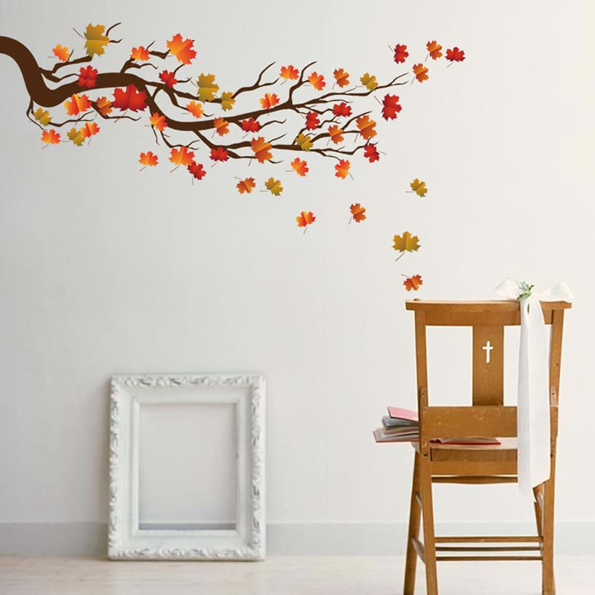 Autumn Maple Tree Wall Stickers Peel and Stick Mural Decals