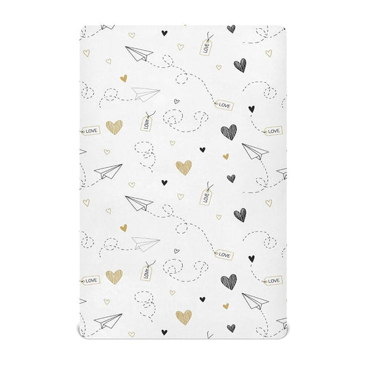 BabyOneStop Paper Airplane White Baby Crib Sheets With Elastic Fit