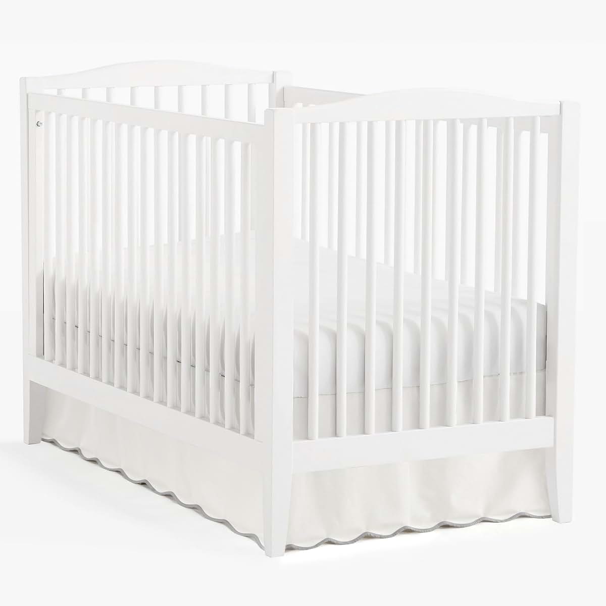 Lush Decor Coastal Chic Scalloped Edge Baby Crib Skirt Single 28" W x 52" L + 16" Drop Gray - White Crib Skirt - Baby (photo 4)