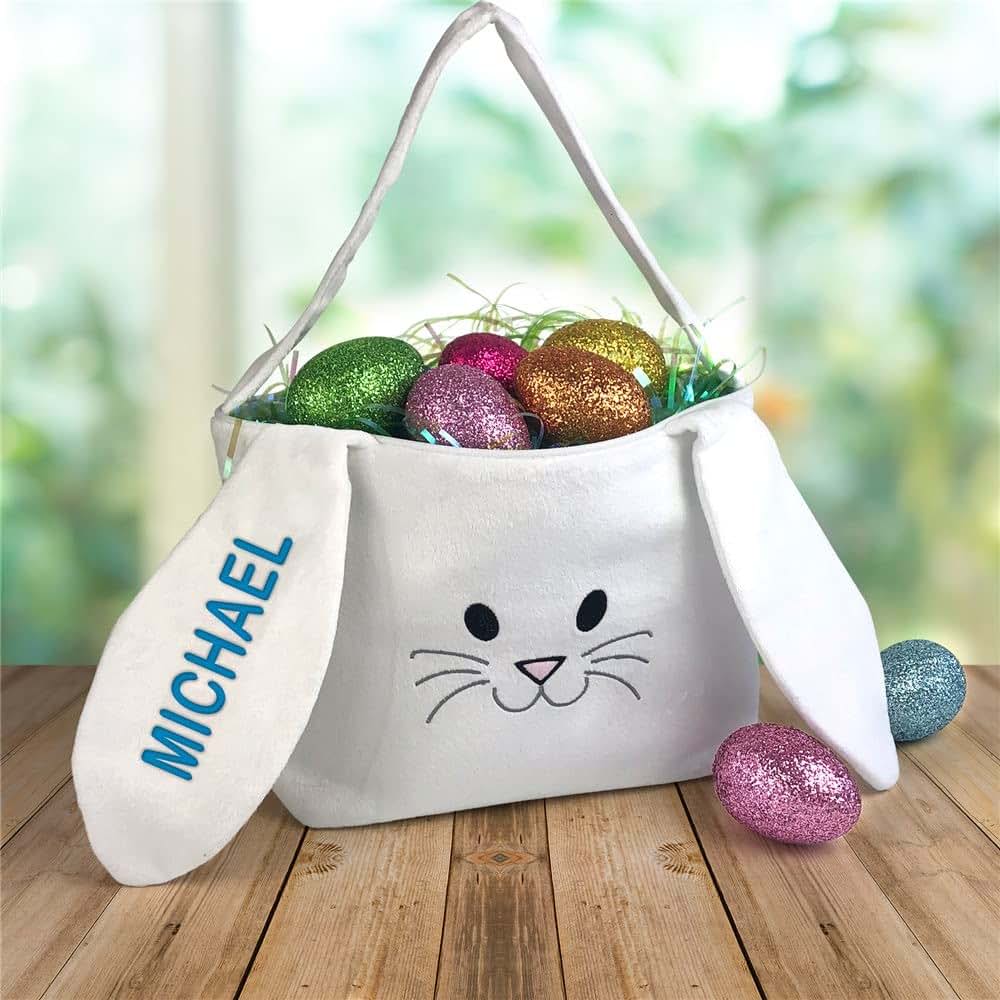 GiftsForYouNow Personalized Embroidered Name Bunny Basket (photo 4)