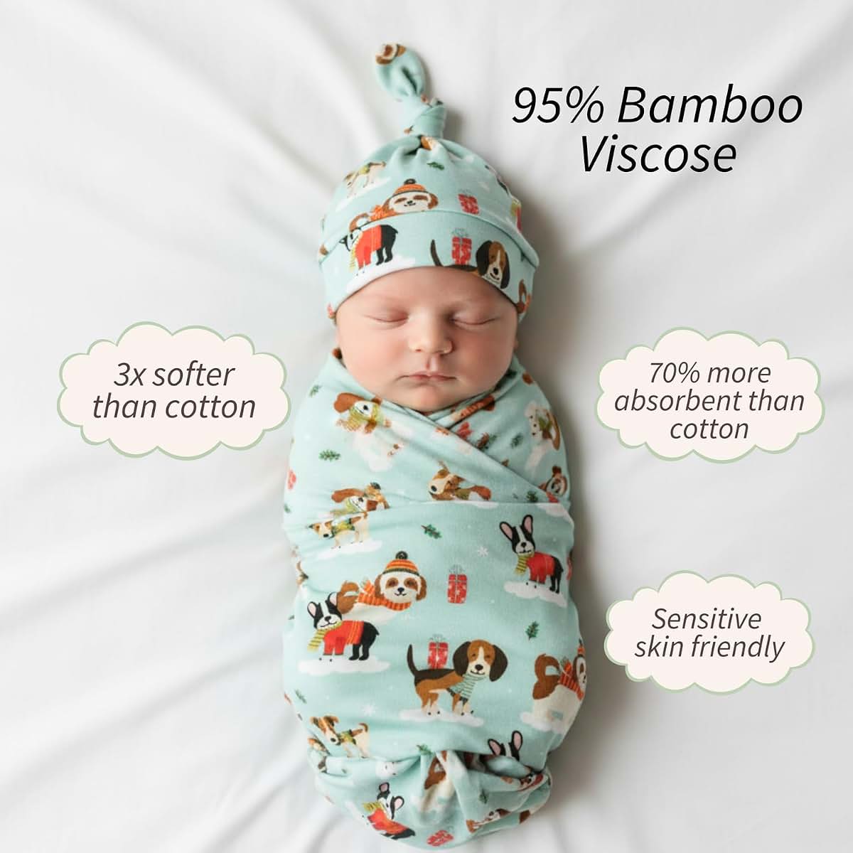 The Plush Club Viscose from Bamboo Swaddle Blankets Puppy Love Blue