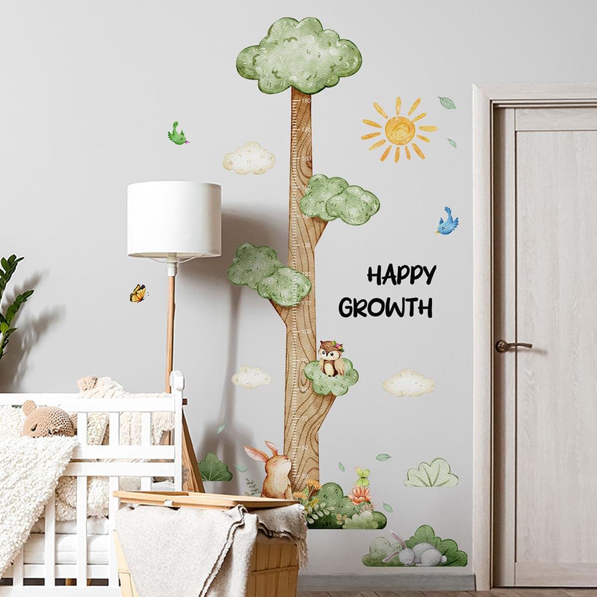 DRWSSR 3D Cartoon Height Growth Chart Wall Sticker for Kids, Jungle Animals PVC Removable