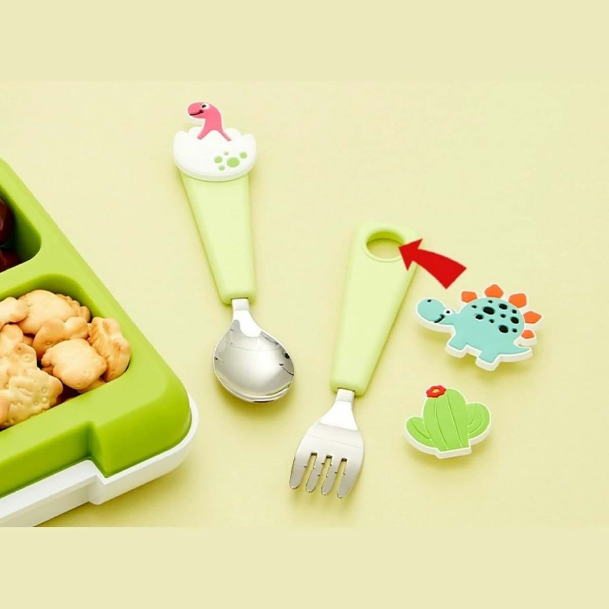 Flex&Lock Flexwarez Kids Utensil Set - Green Spoon and Fork (photo 4)