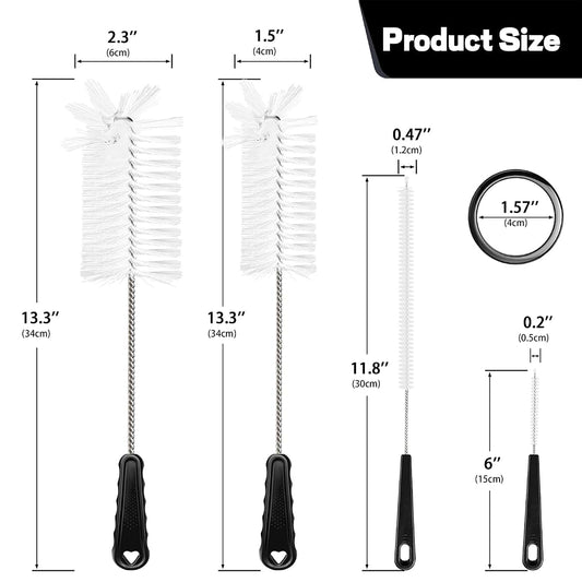 Birswoil 4Pcs Bottle Cleaning Brush Set with Long Handle and Straw Brush for Bottles, Jars, and Sippy Cups
