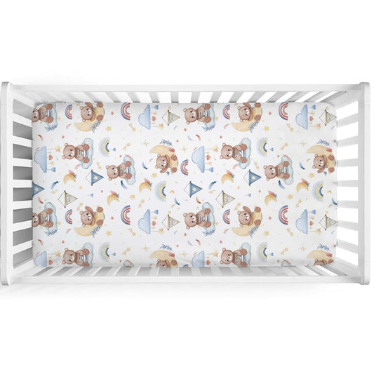 BabyOneStop Cartoon Bear Fitted Crib Mattress Sheet 52x28 Inch