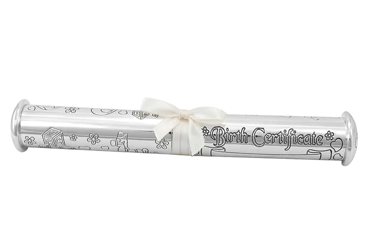 Stephan Baby Silver Plated Engraved Keepsake Birth Certificate Holder