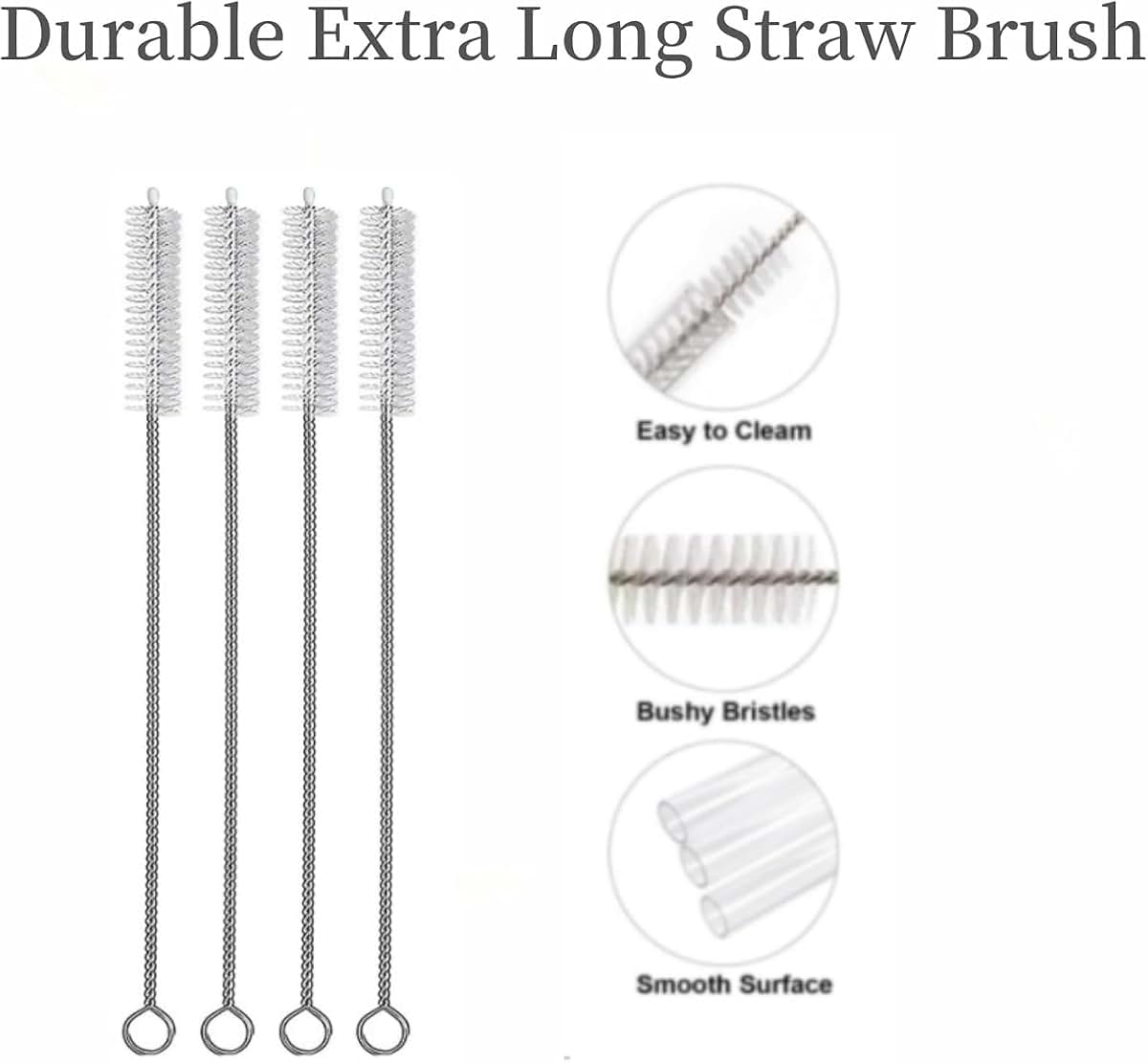 Donkabarie Water Bottle and Straw Cleaning Brush Set, White (photo 4)