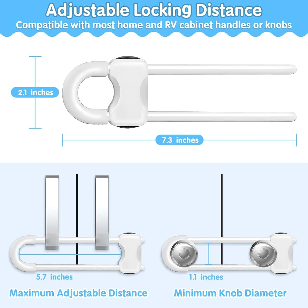 Modacraft 15 Pcs Sliding Cabinet Latches U Shaped No Drill