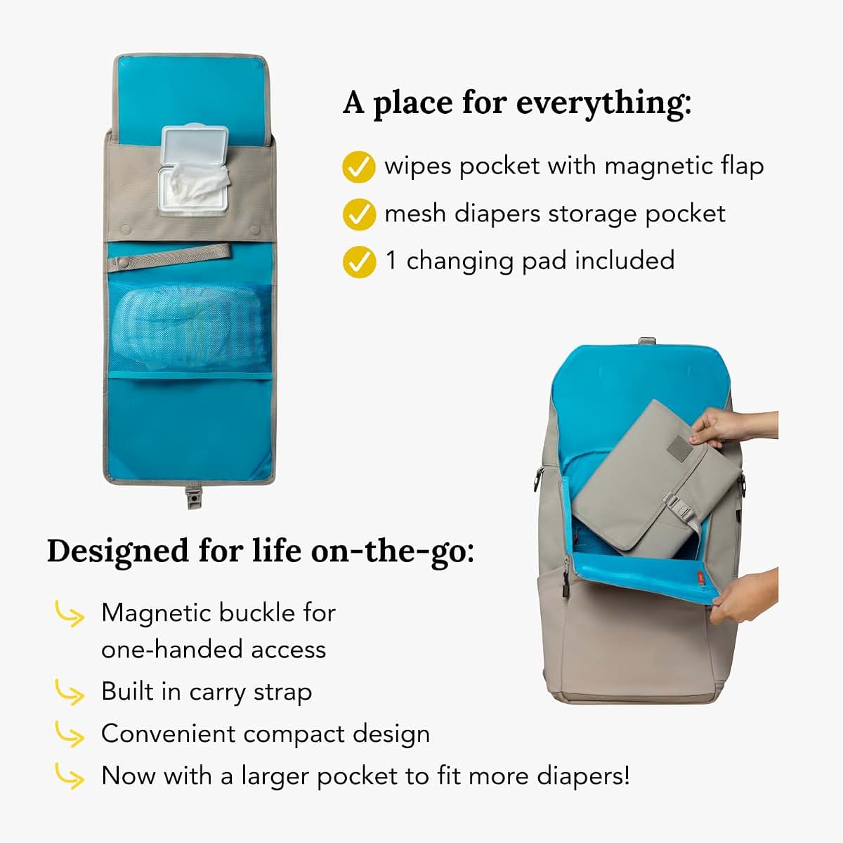 Huhu Baby Changing Wallet in Daybreak Taupe, Portable Foldable Diaper Pad (photo 4)