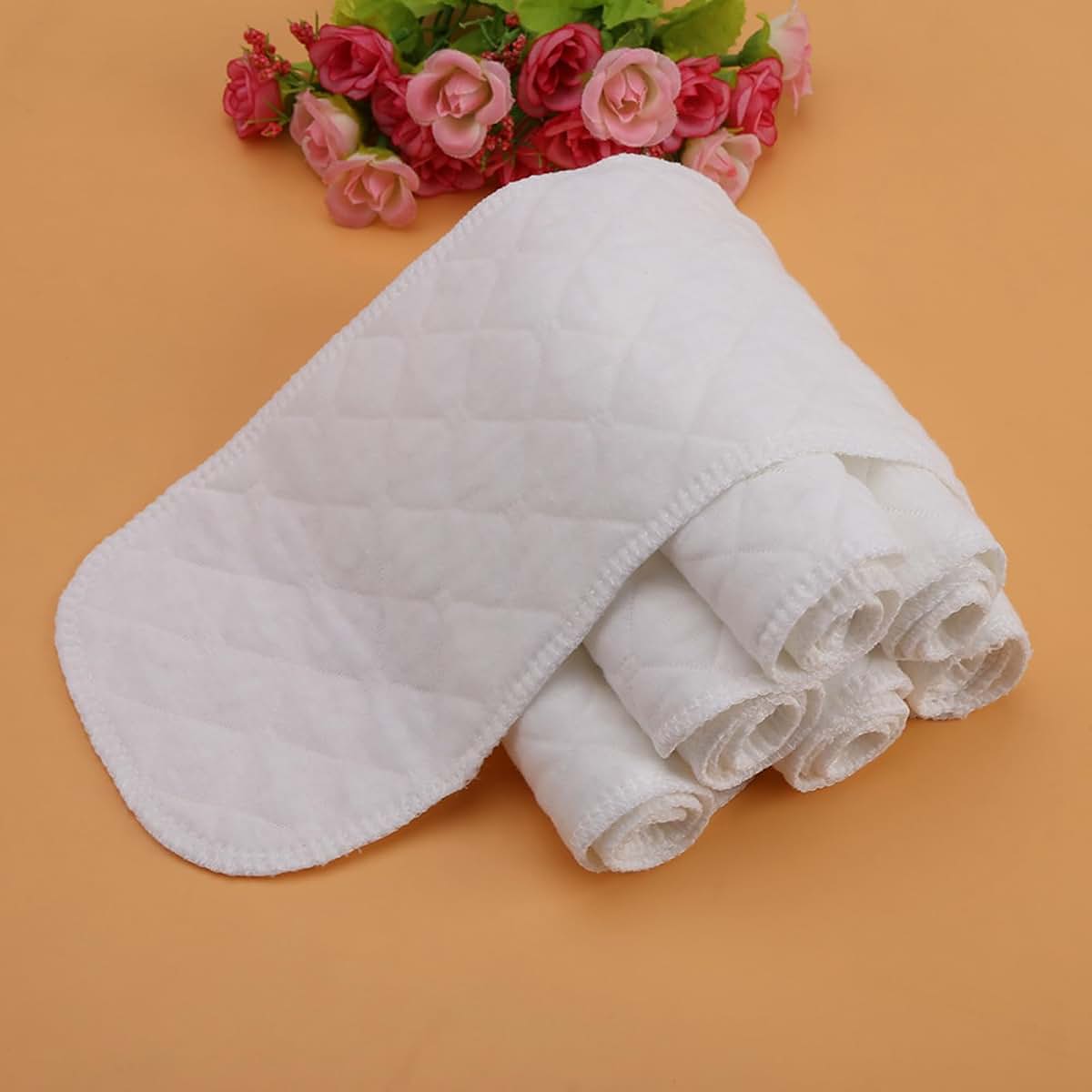 BabyOneStop 10-Pack Cotton Cloth Diaper Inserts, Six Layers, 32x12cm Reusable Nappy Liners for Babies