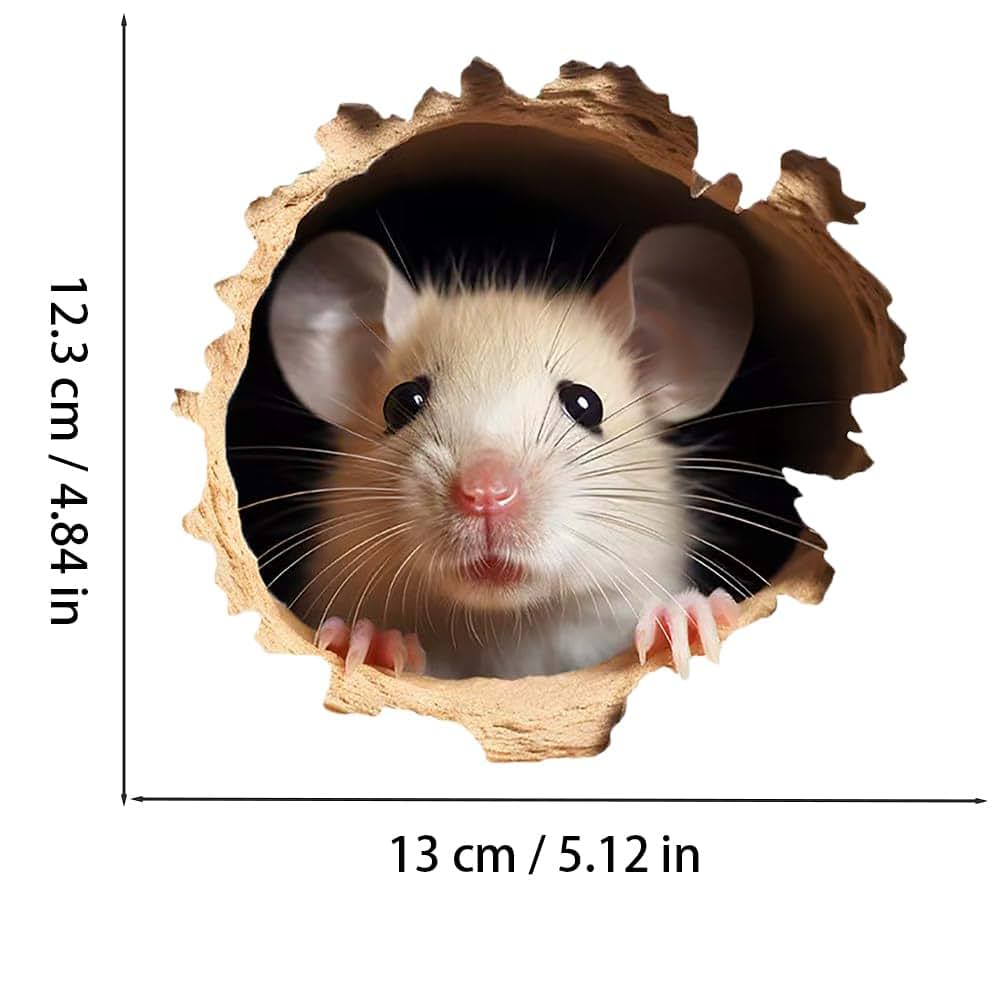 BabyOneStop 3D Mouse Wall Decals, Waterproof Vinyl Stickers - 2 Pack