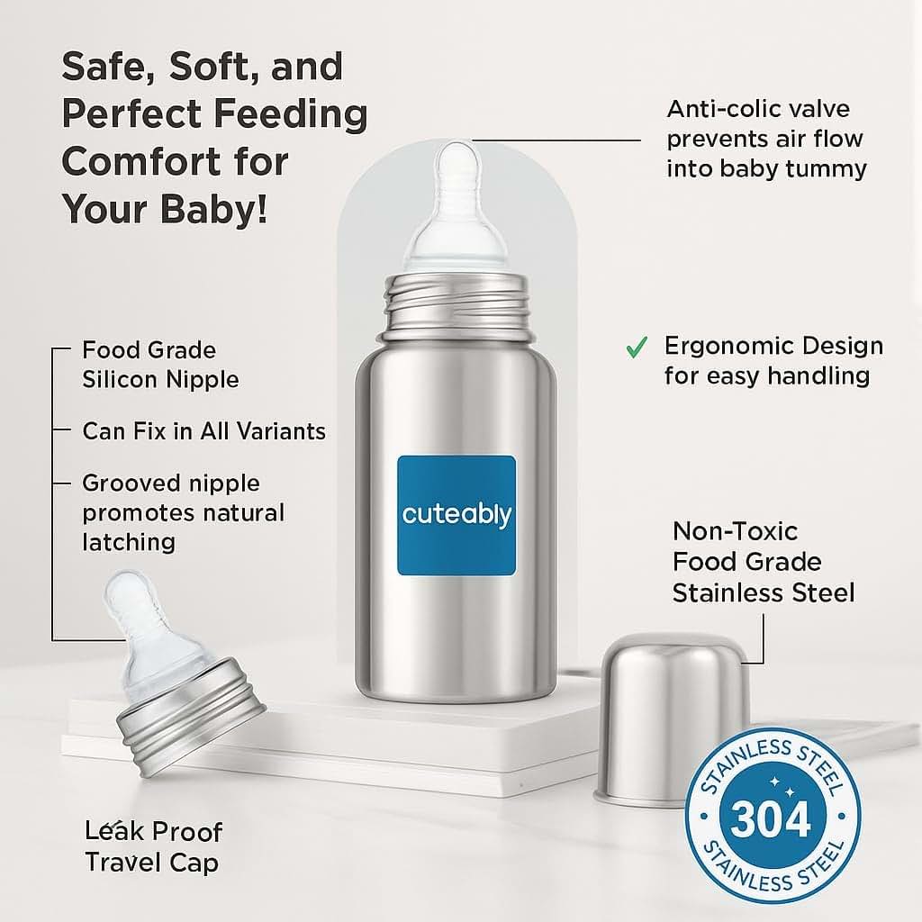 Pgm Distributors Stainless Steel Baby Bottle Set, 150ml - 2 Pack (photo 4)