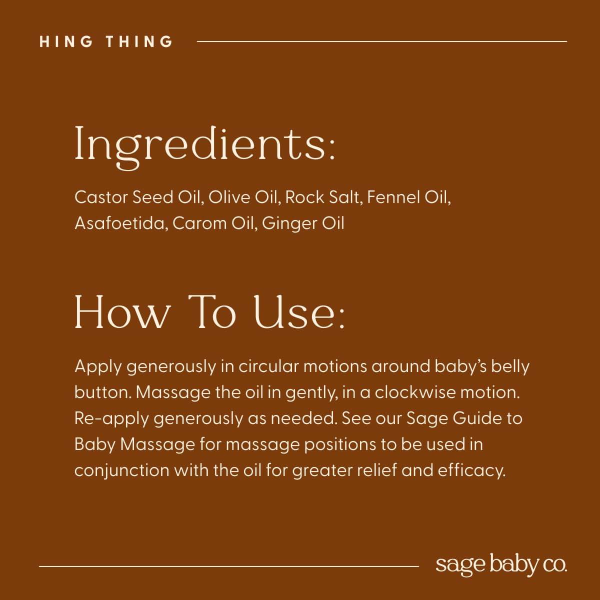 Sage Baby Co. Hing Thing Belly Comfort Roll On Oil for Tummy Massage