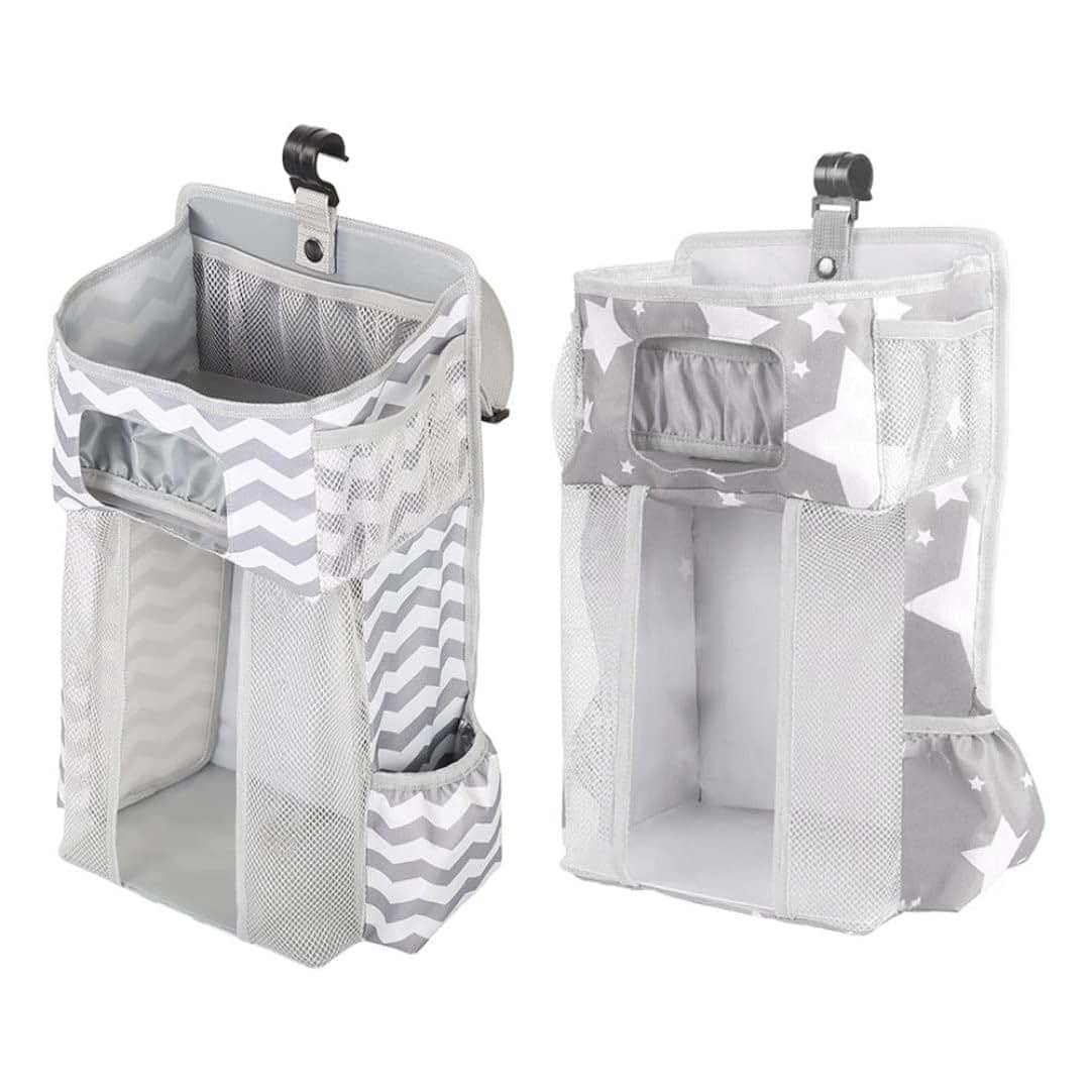 Pineeseatile Baby Hanging Nursery Organizer Gray Stars (photo 4)