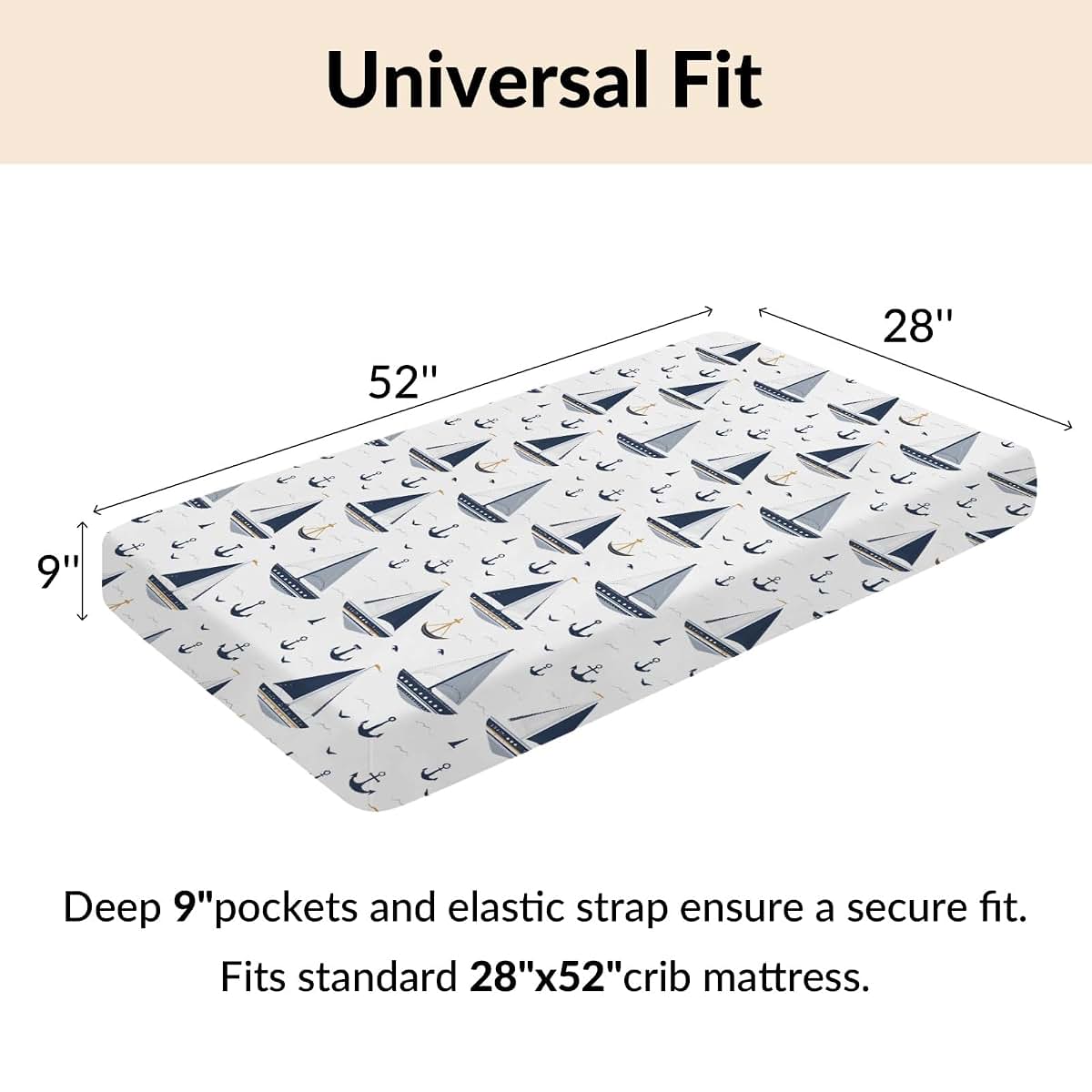 Cstdyfrv Vintage Boats Anchors Fitted Crib Sheet (photo 4)