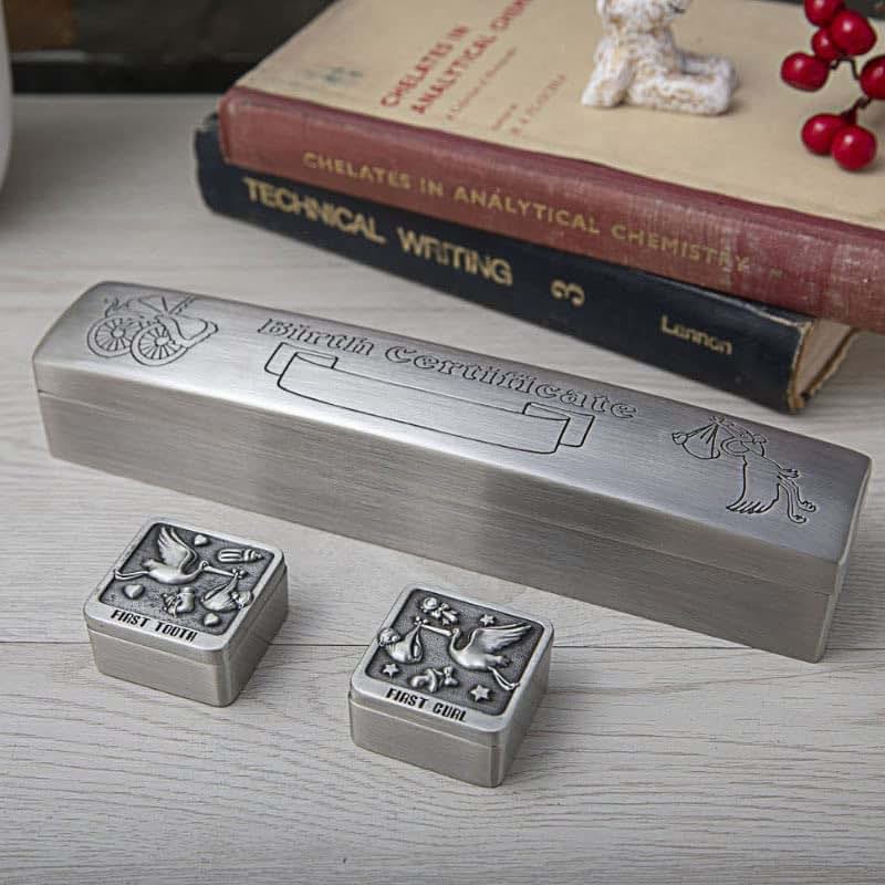 Unisaches Engravable Birth Certificate Holder And Keepsake Box Set (photo 4)