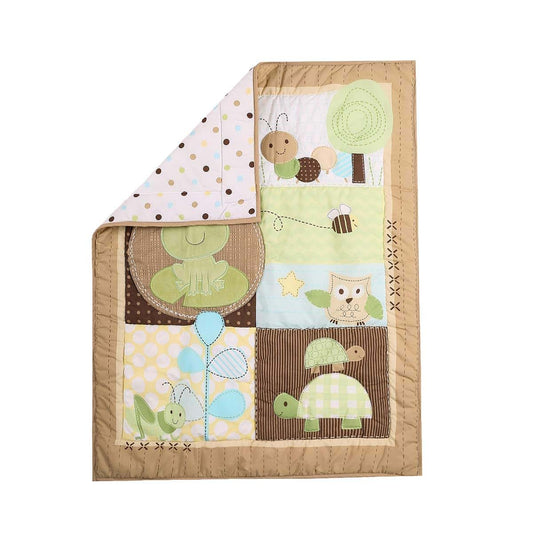 Brown Frog Bee Garden Theme Nursery Crib Bedding Set, 3 Piece