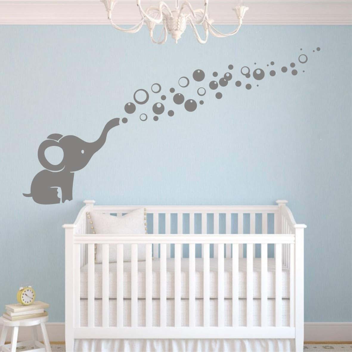 YOYOYU Art Home Decor Elephant Blowing Bubbles Gray Wall Decal