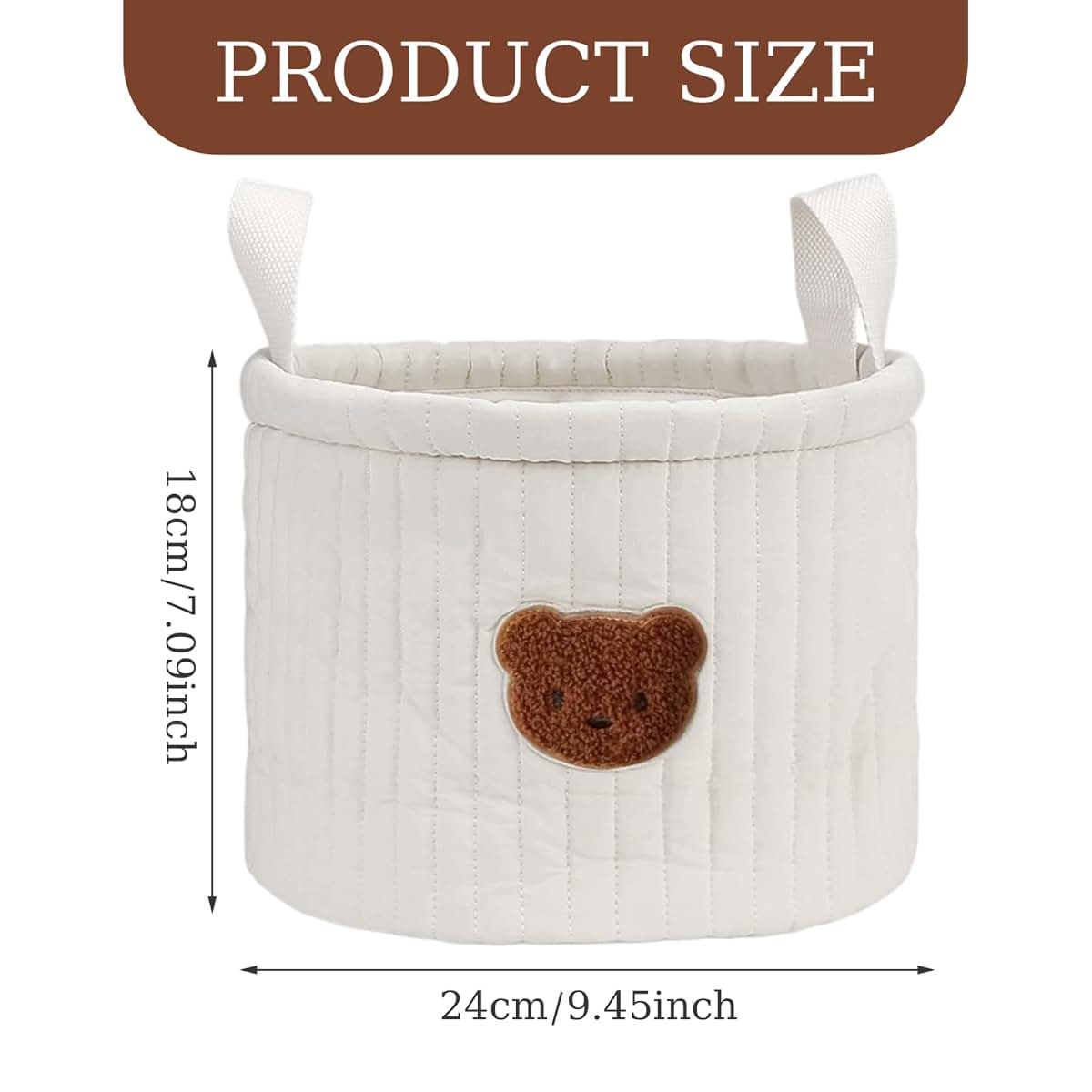 NIOMICO Teddy Bear Diaper Bag 9.45x7.09in Small Soft Polyester Cotton Cute Storage Bins with Handle Portable Bear (photo 4)