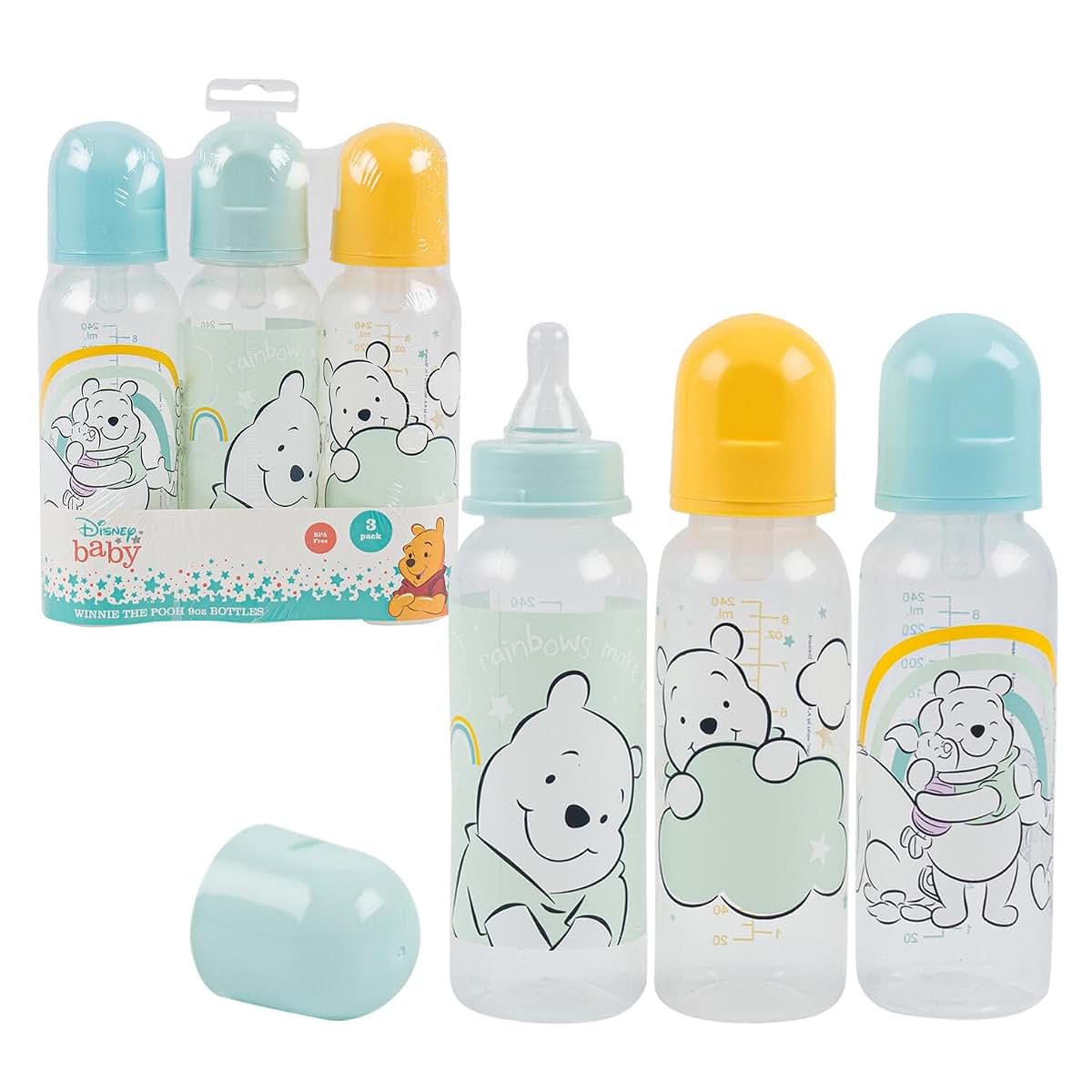 BabyOneStop Disney Winnie The Pooh Baby 3 Pack Bottles