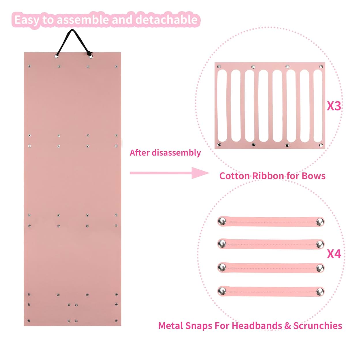 PACMAXI Baby Girl Hair Bows Holder and Storage Organizer, Pink 2, Large