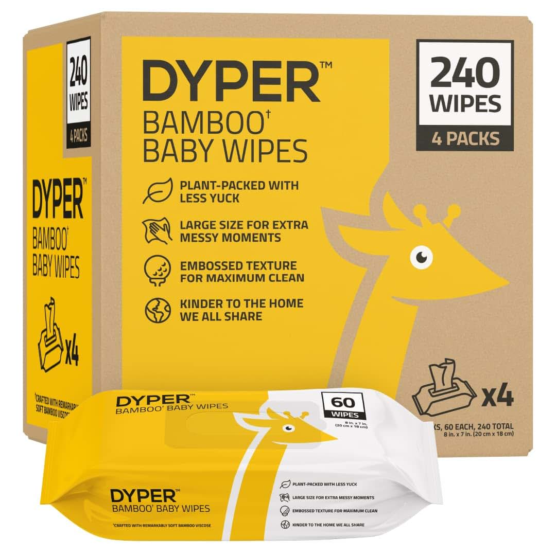 DYPER Viscose from Bamboo Baby Wet Wipes Unscented 240 Count