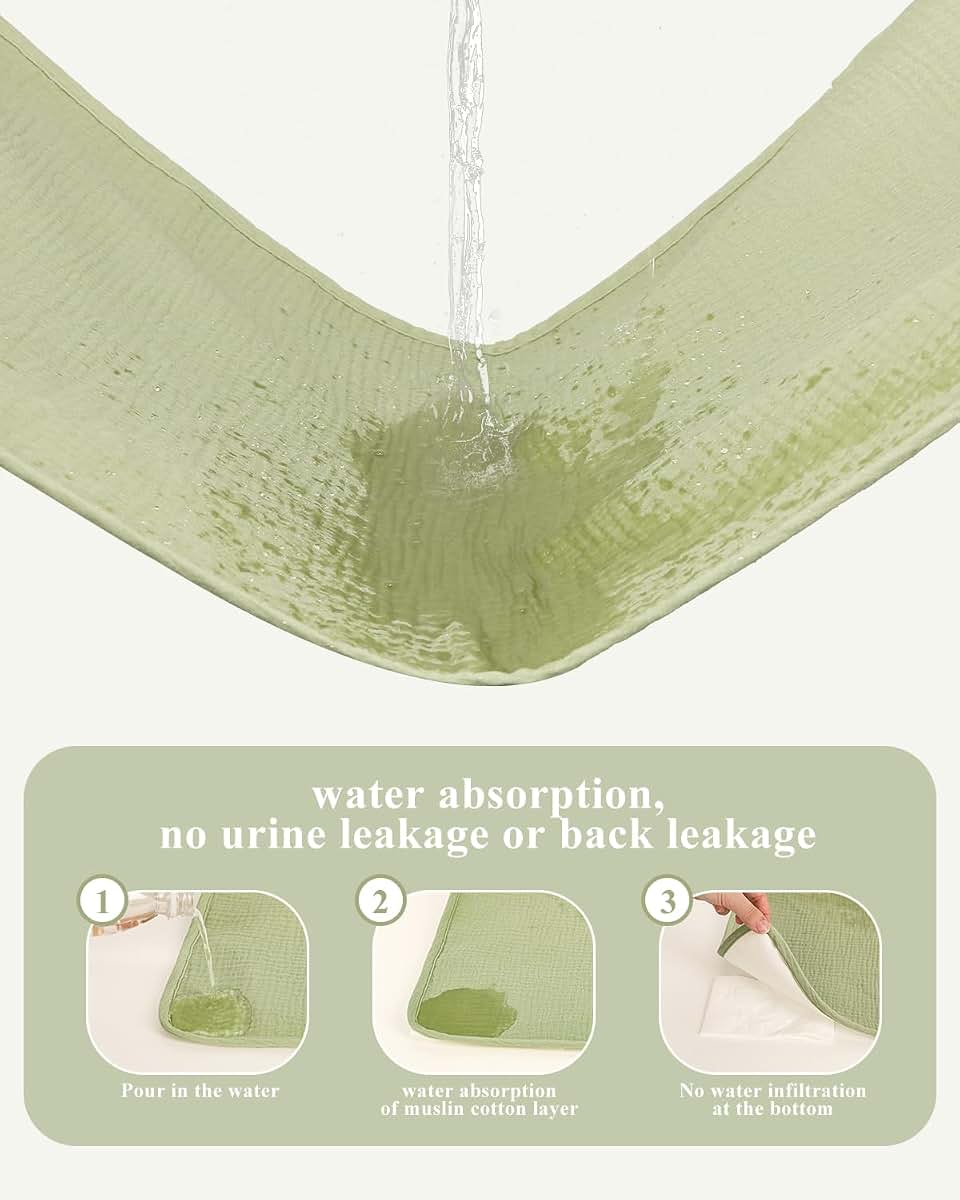 Jundetye Waterproof Portable Changing Pad 2 Pack, Muslin Cotton Mat (photo 4)