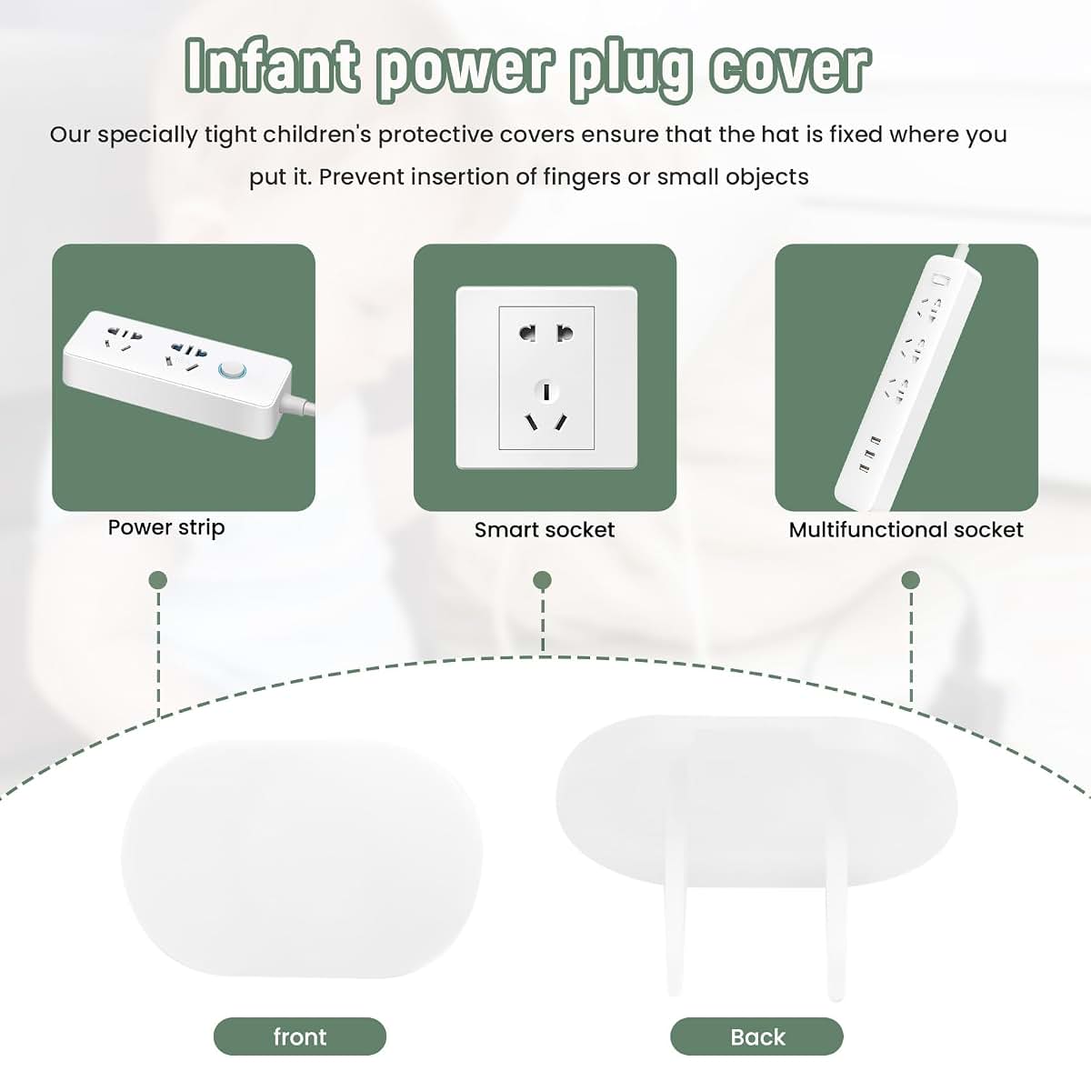 Hubceuo Socket Plug Covers, 40 Pack White Outlet Protectors (photo 4)