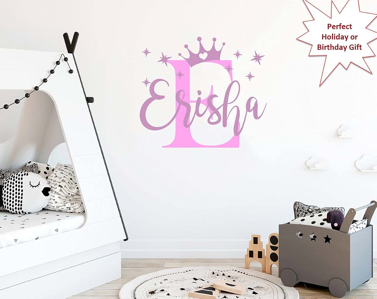Sticker Graphics Princess Crown Custom Name Wall Decal For Bedroom