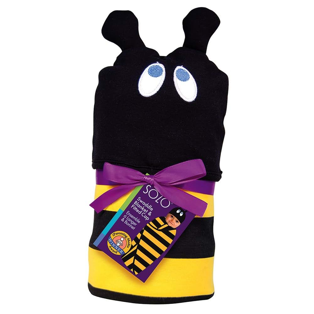 Sozo Beehave Swaddle Blanket and Cap Set for Newborns