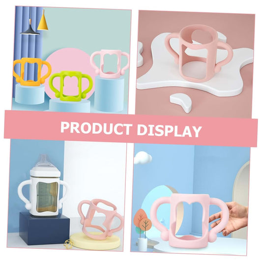 BabyOneStop Silicone Baby Bottle Handles, 2 Pack Pink Flexible Grips