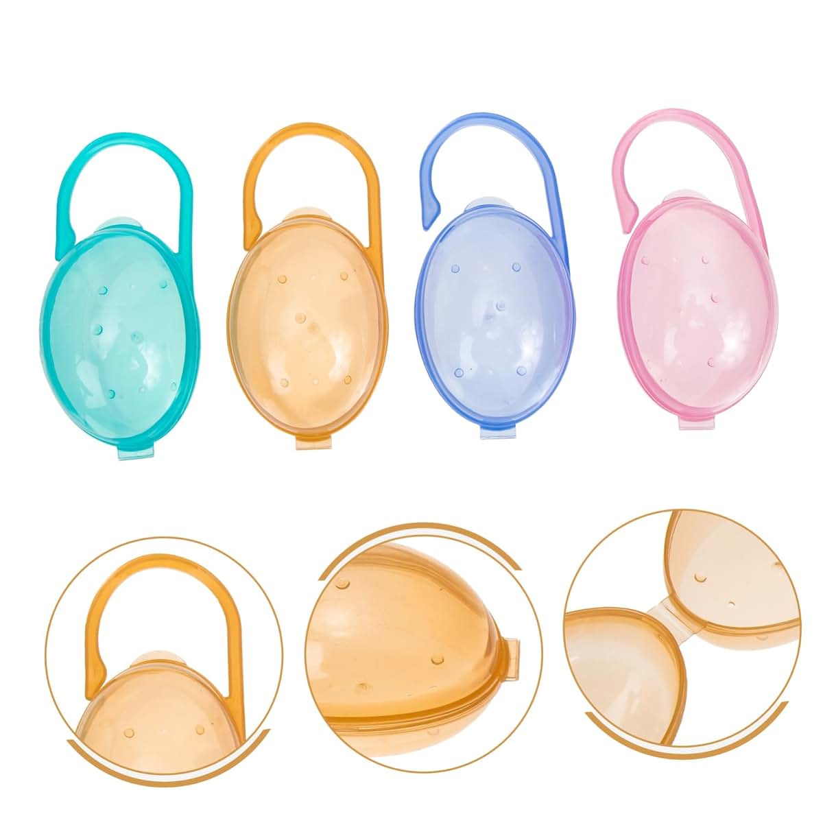 Kisangel 8Pcs Portable Pacifier Storage Case Lightweight Plastic Box With Handle