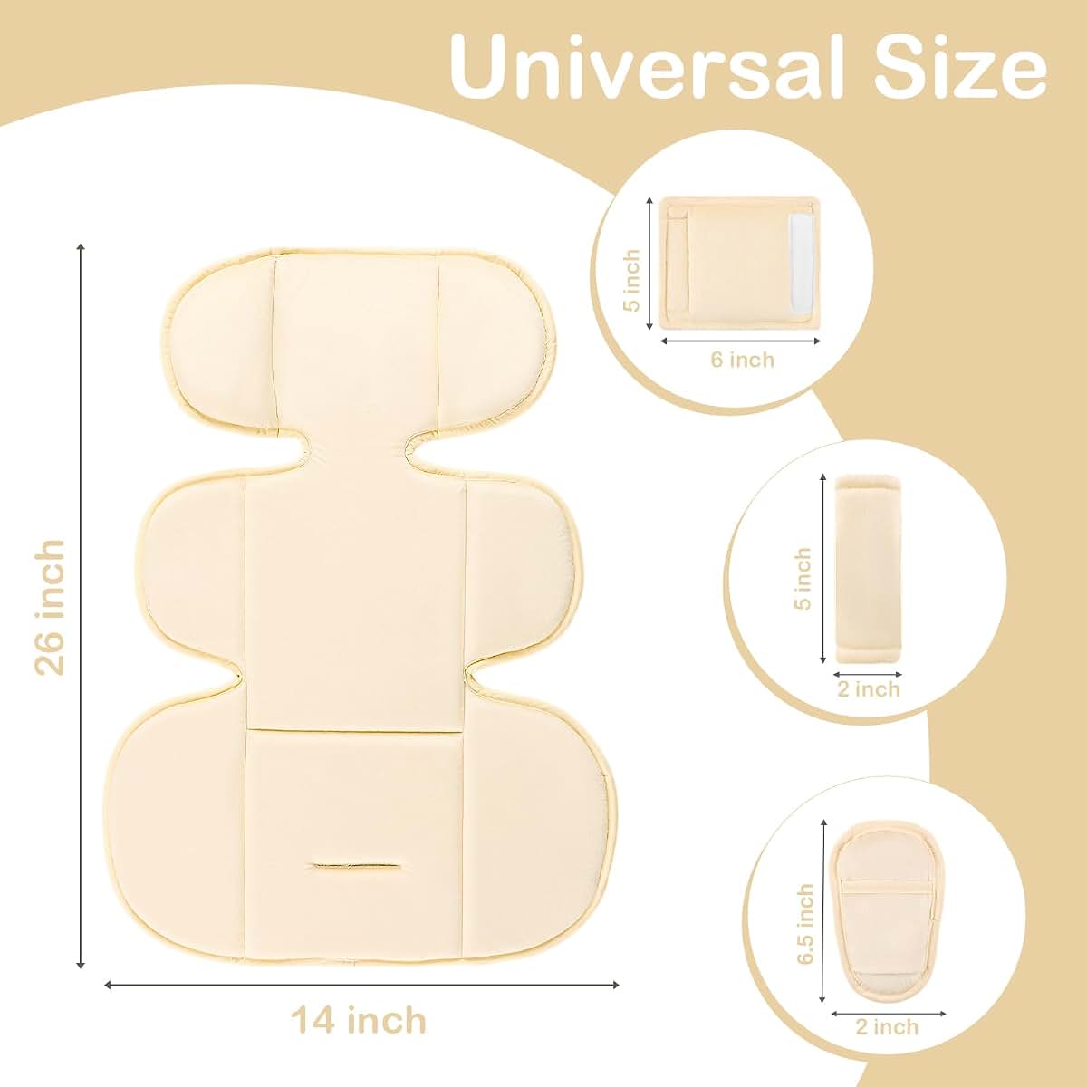 Hooyax Infant Car Seat Insert with Ultra-Thick Head Support and Dual-Side Cushion Set