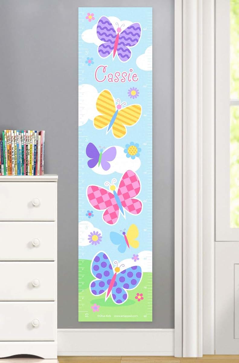 Olive Kids Butterfly Garden Personalized Kids Canvas Growth Chart