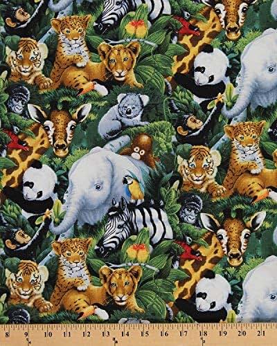 Field's Fabrics Cotton A Rare Occasion Baby Safari Jungle Animals Elephant Cub Koala Gorilla Parrot Panda Zebra Giraffe