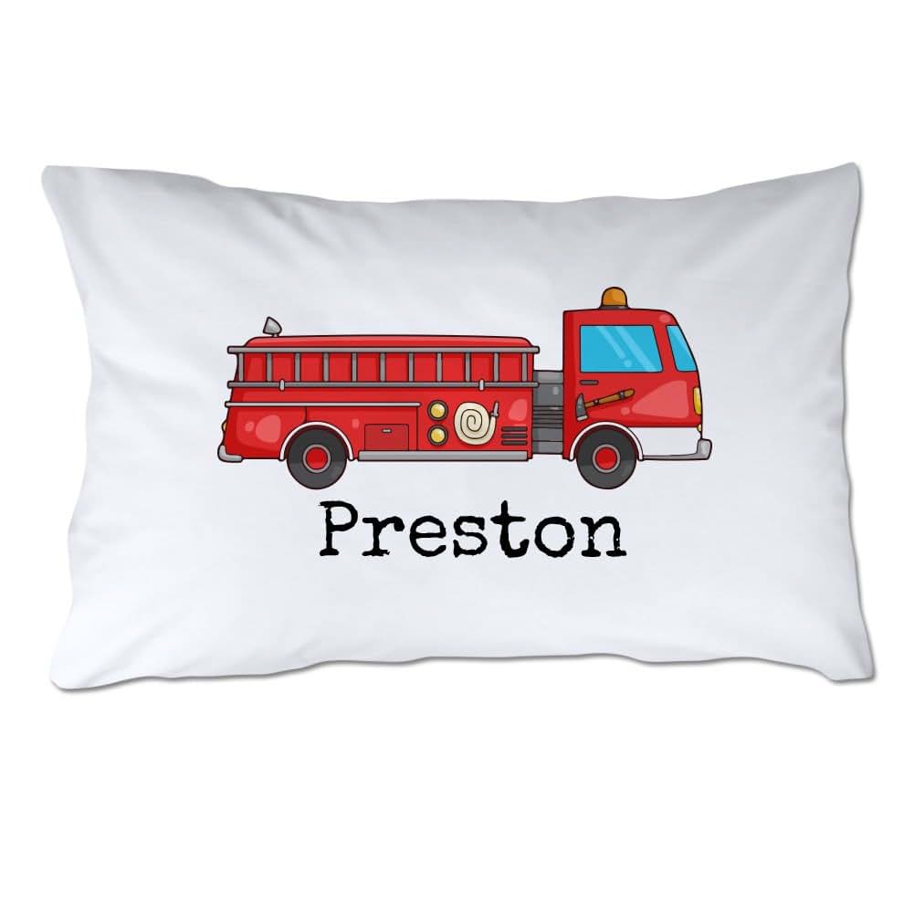 Pattern Pop Personalized Toddler Size Fire Truck Pillowcase with Pillow Included