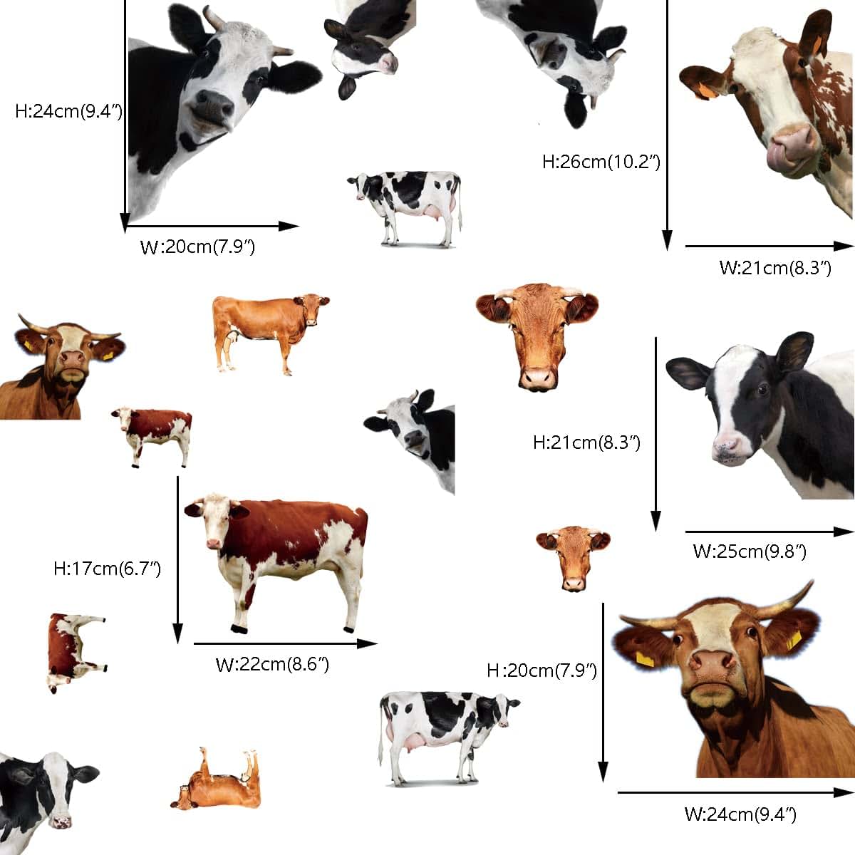 Runtoo Funny Cow Wall Decal Peek Animal Sticker Nursery Decor