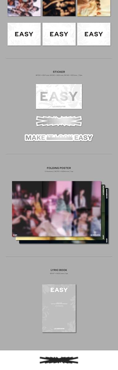 Kpop Le Sserafim Easy 3rd Mini Album Standard Version CD Set