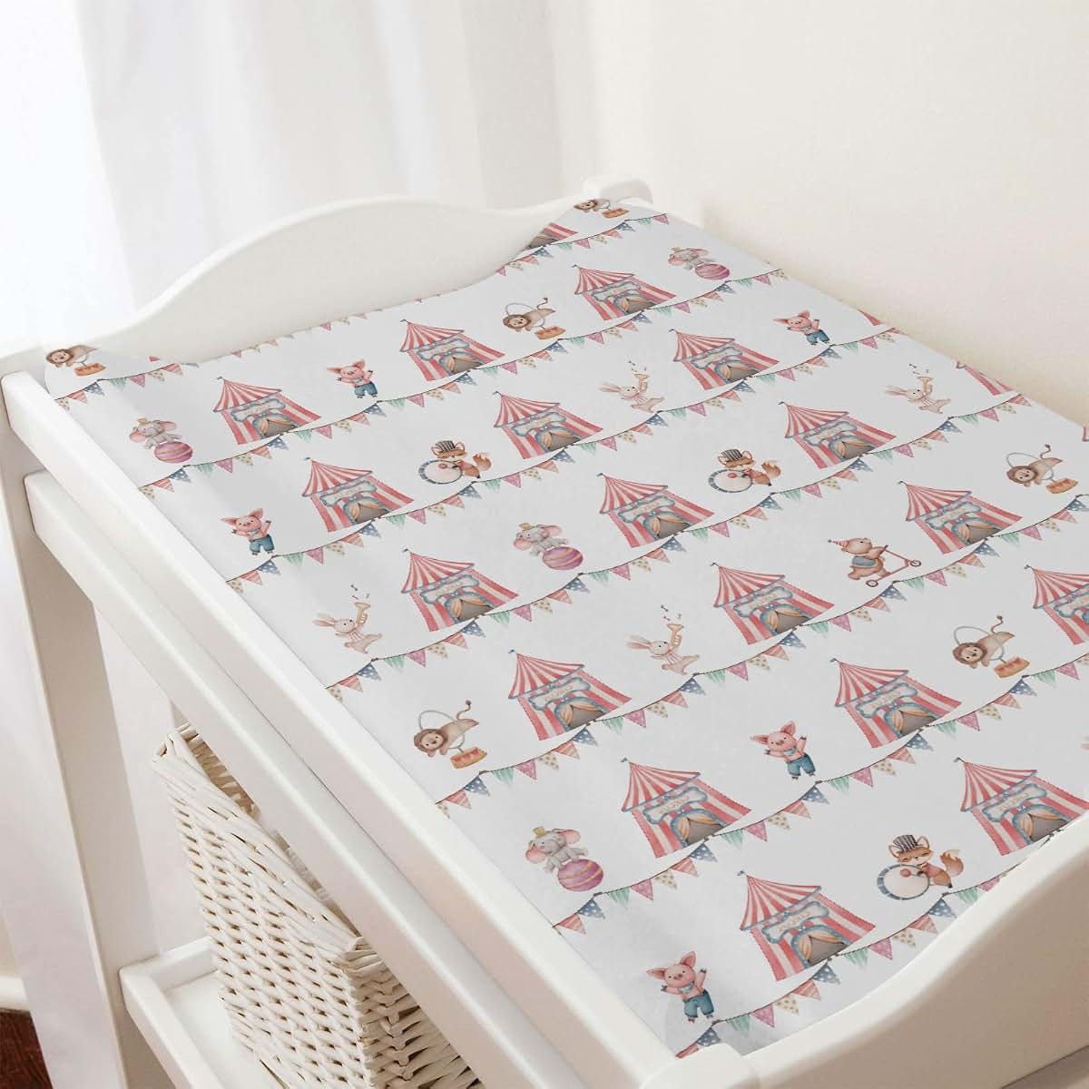 BabyOneStop Watercolor Circus Animals Changing Pad Cover