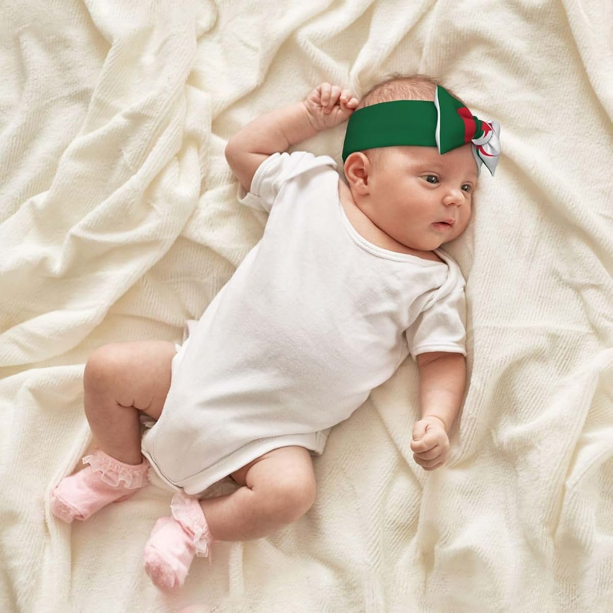 WBQLSL Flag of Algeria Bow Hairband for 0-6 Months Baby Decorative Headband