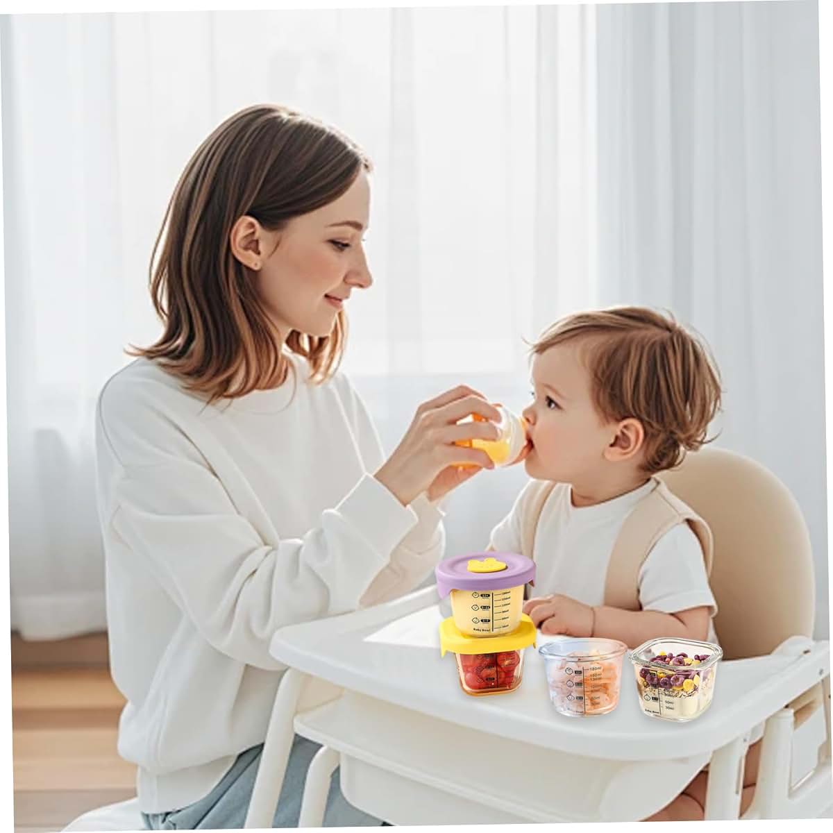Licsaliwe Baby Food Jars 4-Piece Set With Silicone Lids And Measurement Scale (photo 4)
