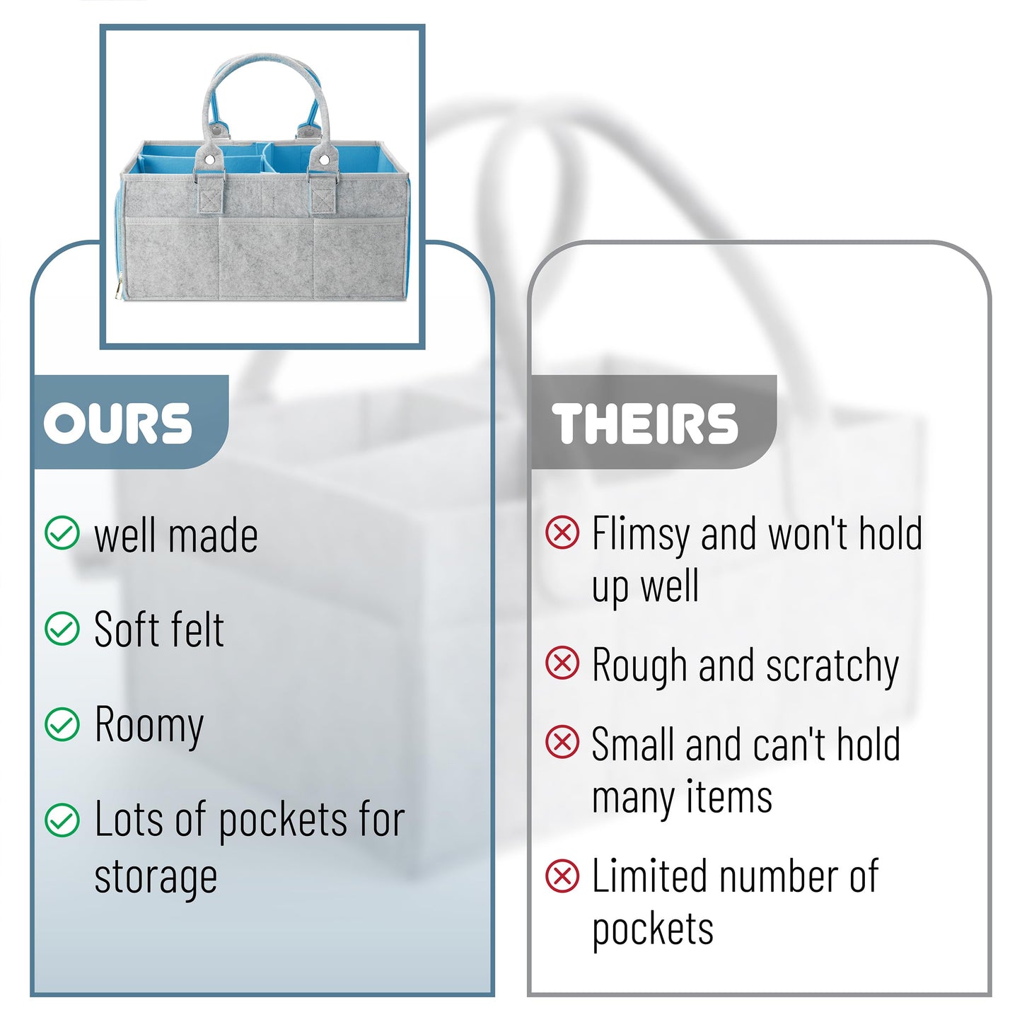 Mr. Pen Diaper Caddy Organizer Gray