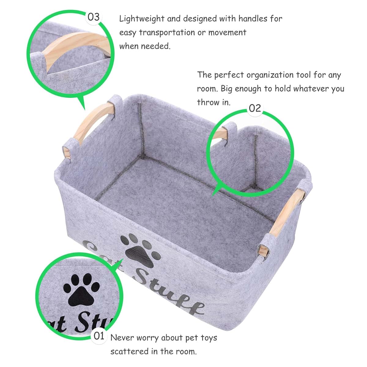 Foldable Felt Storage Bin with Handle