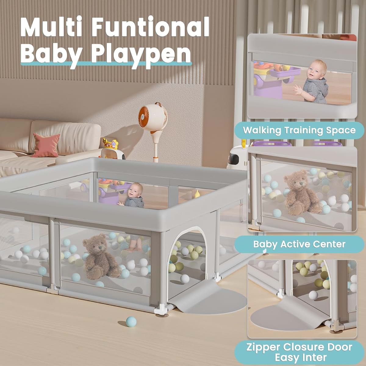 Hiaksedt Baby Playpen 50x50 Inch Indoor Outdoor Safety Yard