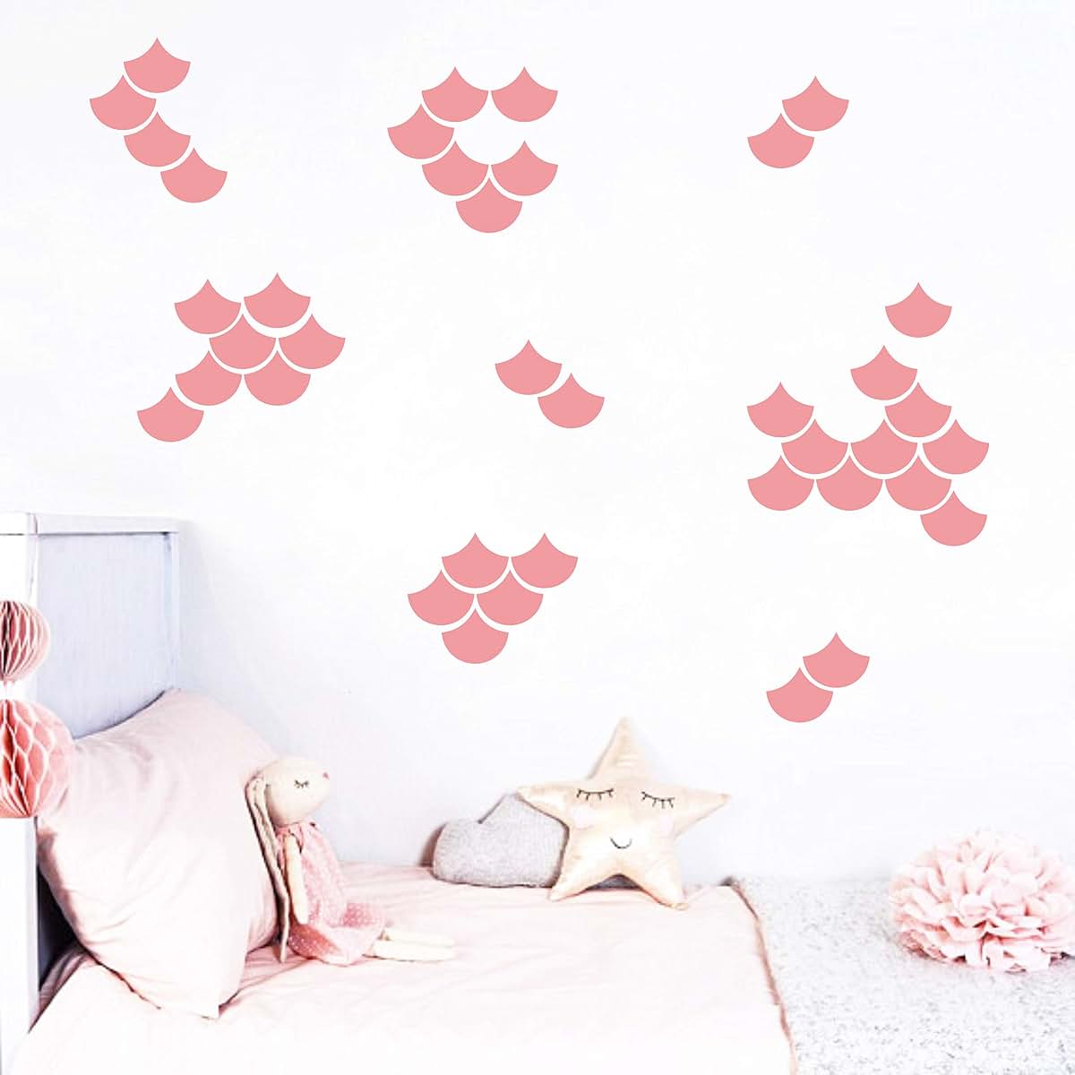 Gestyz Mermaid Scale Wall Decal Set, Soft Pink Nursery Decor