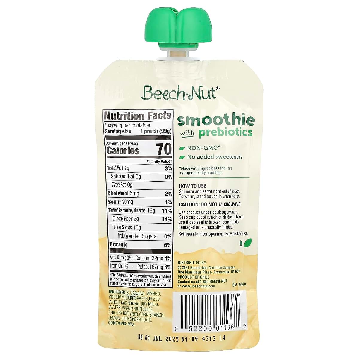 Beech-Nut Banana Mango Passion Fruit Yogurt Smoothie Pouch 3.5oz